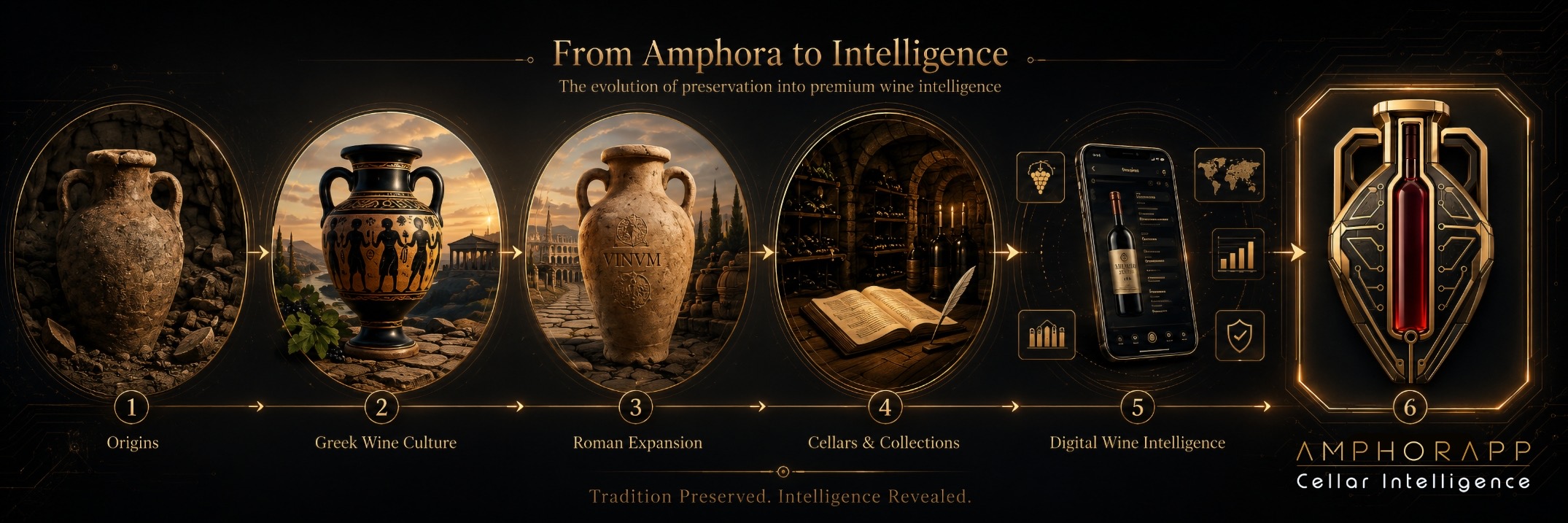 Timeline from the first clay amphora to Amphorapp’s wine intelligence